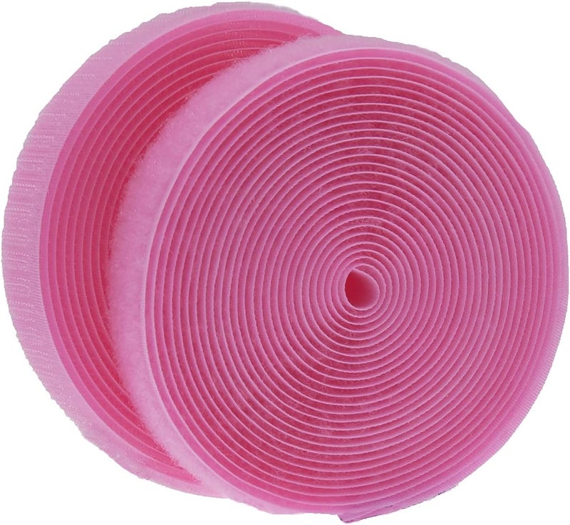 IHKFILAN 5 Yards Sew On Hook and Loop Tape Fastening Nylon Fabric Tape with Non-Adhesive for DIY Craft Interlocking Tape Sewing Fasteners (3/4''Wide, 5 Yard Hook + 5Yard Loop) for Roll,Pink - Image 1